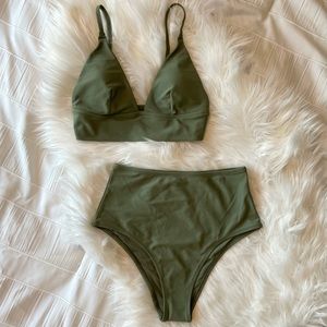 nwt aerie triangle high waisted bikini set